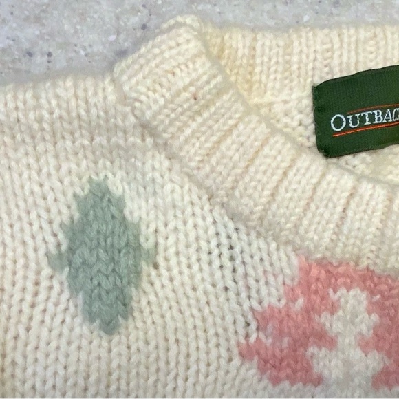 Outback Red Cream and Pastel Knit Wool Vintage Sweater - Picture 2 of 4
